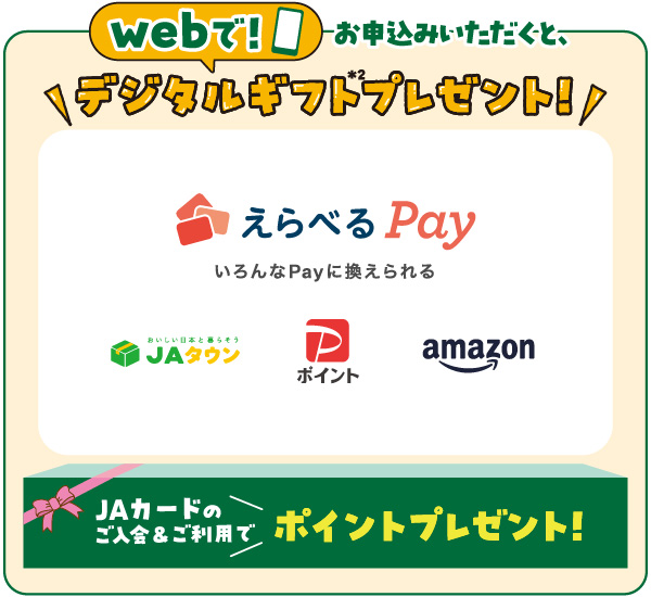 Webでお申込みいただくと、デジタルギフトプレゼント
